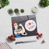 Decorita I Love U Mom | Karatahta Temalı | Cam Kesme Tahtası - Cam Kesme Tablası | 29CM x 34CM - 1 Adet