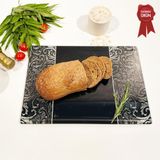 Decorita Kanallı Cam Kesme Tahtası - Cam Kesme Tablası | Black Ornament | 25cm x 35cm | Patentli Ürün