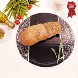 Decorita Kanallı Cam Kesme Tahtası - Cam Kesme Tablası | Black Ornament | Çap32cm | Patentli Ürün