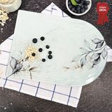 Decorita Kanallı Cam Kesme Tahtası - Cam Kesme Tablası | Dark Floral - Kenarı Oval | 25cm x 35cm | Patentli Ürün