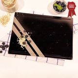 Decorita Kanallı Cam Kesme Tahtası - Cam Kesme Tablası | Dark World Şeritli | 25cm x 35cm | Patentli Ürün