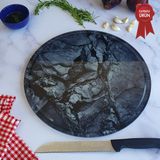 Decorita Kanallı Cam Kesme Tahtası - Cam Kesme Tablası | Doğal Taş Desenli | Çap32cm | Patentli Ürün