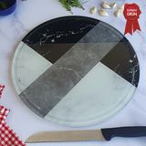Decorita Kanallı Cam Kesme Tahtası - Cam Kesme Tablası | Hibrit Mermer | Çap32cm | Patentli Ürün