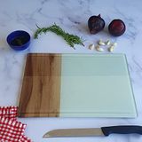 DECORITA Kanallı Cam Kesme Tahtası - Cam Kesme Tablası | (KENARI AHŞAP DESEN, 25cm X 35cm)