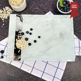 Decorita Kanallı Cam Kesme Tahtası - Cam Kesme Tablası | Mix White Şeritli | 25cm x 35cm | Patentli Ürün