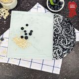 Decorita Kanallı Cam Kesme Tahtası - Cam Kesme Tablası | Ornament Beyaz Fon - Kenarı Oval | 25cm x 35cm | Patentli Ürün