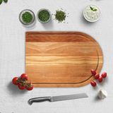 Decorita Kanallı Cam Kesme Tahtası - Cam Kesme Tablası | Satina Cam - Kenarı Oval | Satina Tahta | 25CM x 35CM | Patentli Ürün - 35 x 25 cm