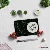Decorita Kişiye Özel - Siyah Mermer Görünümlü | Cam Kesme Tahtası - Cam Kesme Tablası | 20cm x 30cm - 20 x 30 cm