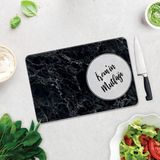 Decorita Kişiye Özel - Siyah Mermer Görünümlü | Cam Kesme Tahtası - Cam Kesme Tablası | 29cm x 34cm - 29 x 34 cm