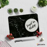 Decorita Kişiye Özel - Siyah Mermer Görünümlü | Cam Kesme Tahtası - Cam Kesme Tablası | 30cm x 40cm - 30 x 40 cm