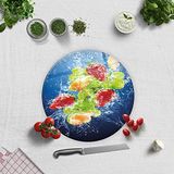 DECORITA Köpüklü Meyveler | Cam Kesme Tahtası (Çap 32cm)