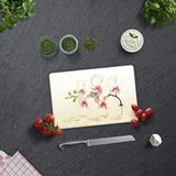 DECORITA Krem Orkide Desen| Cam Kesme Tahtası (20cm x 30cm)