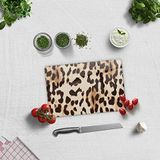 DECORITA Leopar Desen | Cam Kesme Tahtası (20cm x 30cm)