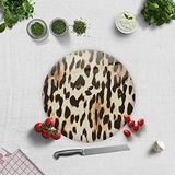 DECORITA Leopar Desen | Cam Kesme Tahtası (Çap 32cm)
