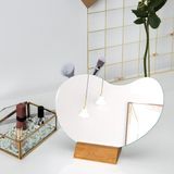 Decorita Masaüstü Makyaj Aynası - Ahşap Stantlı Çakıltaşı Ayna 18 cm x 26,5 cm - 004