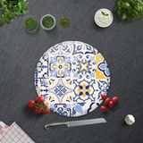 Decorita Mavi Çini Desen | Cam Kesme Tahtası - Cam Kesme Tablası | Çap32cm - 32 cm