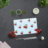 Decorita Mavi Dokulu Kiraz Desenli | Cam Kesme Tahtası - Cam Kesme Tablası | - 20 x 30 cm