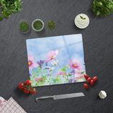 Decorita Menekşe Desenli | Cam Kesme Tahtası - Cam Kesme Tablası | - 29 x 34 cm