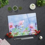 Decorita Menekşe Desenli | Cam Kesme Tahtası - Cam Kesme Tablası | - 30 x 40 cm