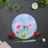 Decorita Menekşe Desenli | Cam Kesme Tahtası - Cam Kesme Tablası | - 32 cm