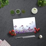 Decorita Mor Çiçek Ve Kelebekler | Cam Kesme Tahtası - Cam Kesme Tablası | 20cm x 30cm - 20 x 30 cm