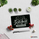 Decorita My Kitchen My Rules | Cam Kesme Tahtası - Cam Kesme Tablası | 20cm x 30cm - 20 x 30 cm