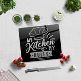 Decorita My Kitchen My Rules | Cam Kesme Tahtası - Cam Kesme Tablası | 29cm x 34cm - 29 x 34 cm