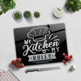 Decorita My Kitchen My Rules | Cam Kesme Tahtası - Cam Kesme Tablası | 30cm x 40cm - 30 x 40 cm