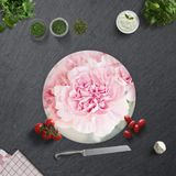 DECORITA Pembe Krizantem | Cam Kesme Tahtası (Çap 32cm)