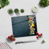 Decorita Renkli Baharatlar | Cam Kesme Tahtası - Cam Kesme Tablası | 29cm x 34cm - 29 x 34 cm