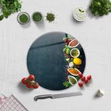 Decorita Renkli Baharatlar | Cam Kesme Tahtası - Cam Kesme Tablası | Çap 32cm - 32 cm