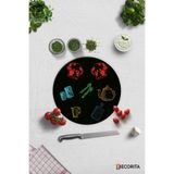 Decorita Renkli Tahta | Cam Kesme Tahtası - Cam Kesme Tablası | Siyah Fon | Çap32 Cm