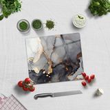 Decorita Stark Mermer Görünümlü Cam Kesme Tablası 29 x 34 cm