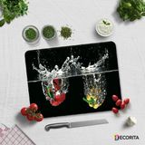 Decorita Su ve Sebzeler | Cam Kesme Tahtası - Cam Kesme Tablası | 30cm x 40cm - 30 x 40 cm