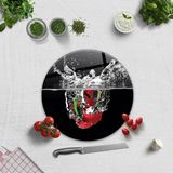 Decorita Su ve Sebzeler | Cam Kesme Tahtası - Cam Kesme Tablası | Çap 32cm - 32 cm
