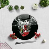 DECORITA Su ve Sebzeler | Cam Kesme Tahtası (Çap 32cm)