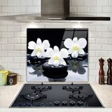 Decorita Taş Üzeri 3'lü Orkide | Cam Ocak Arkası Koruyucu | 52cm x 60cm - 52 x 60 cm