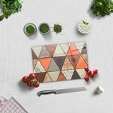 Decorita Toprak Tonları Mandala Desen | Cam Kesme Tahtası - Cam Kesme Tablası - 20 x 30 cm