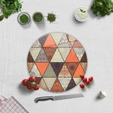 Decorita Toprak Tonları Mandala Desen | Cam Kesme Tahtası - Cam Kesme Tablası - 32 cm