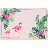 Decorita Tropik Yapraklar & Flamingo | Cam Kesme Tahtası - Cam Kesme Tablası | 29cm x 34cm - 29 x 34 cm