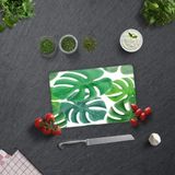 DECORITA Tropik Yeşil Yapraklar | Cam Kesme Tahtası (20cm x 30cm)
