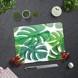 DECORITA Tropik Yeşil Yapraklar | Cam Kesme Tahtası (30cm x 40cm)