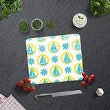 DECORITA Yelken Desenli | Cam Kesme Tahtası (29cm x 34cm)