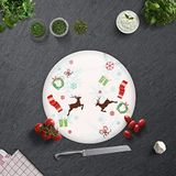 DECORITA Yılbaşı Temalı | Cam Kesme Tahtası (Çap 32cm)