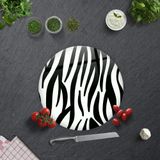DECORITA Zebra Desen | Cam Kesme Tahtası (Çap 32cm)