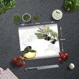 Decorita Zeytin ve Limon Desen Cam Kesme Tablası 29 x 34 cm