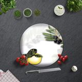 Decorita Zeytin ve Limon Desen Cam Kesme Tablası 32 cm