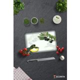 Decorita Zeytin Ve Limon Desen | Cam Kesme Tahtası - Cam Kesme Tablası | 20cm X 30cm