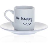 Decorium Be Happy Kahve Fincan Takımı 9-01120394 - 001 - Beyaz - 70 ml