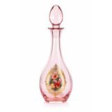 Decorium Cam Karaf, Pembe, Çiçek Desenli, Modern Tasarım, Altın Detaylı, 36 cm, Tekli